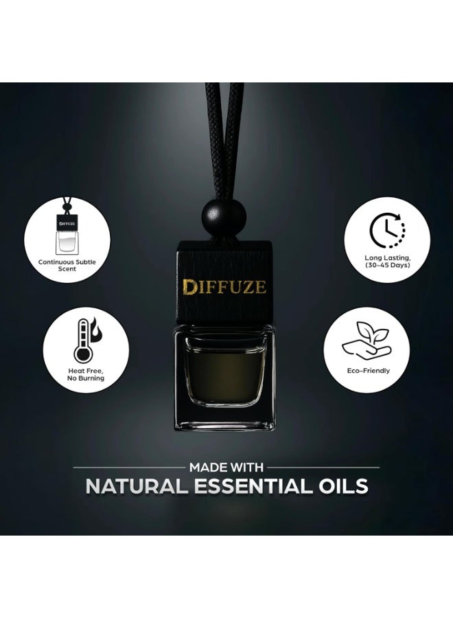 DIFFUZE Premium  Car Hanging Air Freshener Pod with Wooden Lid - Luxury Car Perfume with Essential Oil | Ocean Cascade Scent | Long Lasting Car Air Freshener | Best Gift For Car Lovers | 10 ML - Image 5